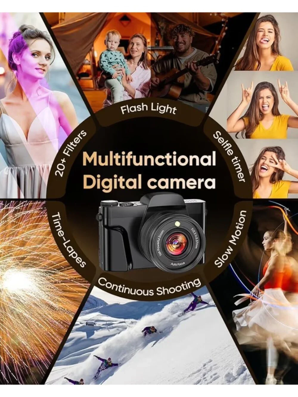 4K Digital Camera for Photography with WiFi, 64MP Autofocus 16XZoom Vlogging Cam